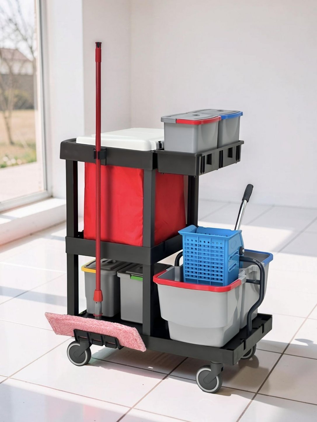 Căruciorul de Curățenie ArliPlus® M740 – Performanță Compactă cu Presă de Stors și 2 Găleți