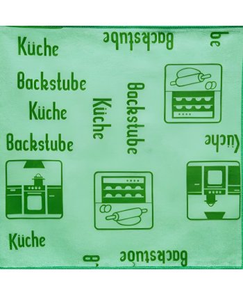 Laveta Microfibră ULTRA 🇦🇹 cu Pictograme 40×40 cm, 43 g Verde 🟢 pt Zone de Preparare și Servire a Alimentelor 🍴👨‍🍳