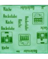 Laveta Microfibră ULTRA 🇦🇹 cu Pictograme 40×40 cm, 43 g Verde 🟢 pt Zone de Preparare și Servire a Alimentelor 🍴👨‍🍳