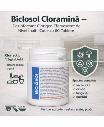 Acasa - Biclosol – Dezinfectant Clorigen Efervescent de Nivel Înalt cu Spectru Larg de Actiune – 60 Tablete - arli.ro