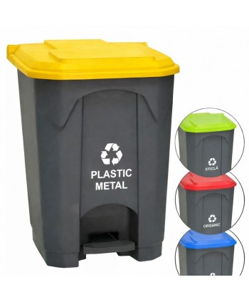 Pubela de gunoi cu pedala pt colectare selectiva deseuri din plastic, 45 litri