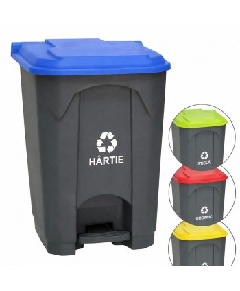 Pubela de gunoi cu pedala pt colectare selectiva deseuri din hartie, 45 litri