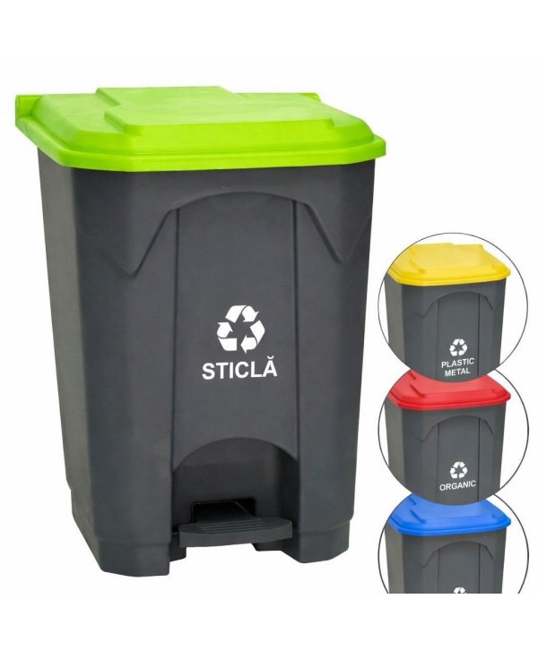 Pubela de gunoi cu pedala pt colectare selectiva deseuri din sticla, 45 litri Pubela de gunoi cu pedala pt colectare selectiva deseuri din sticla, 45 litri