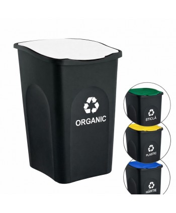 Cos de gunoi colectare selectiva deseuri organice EcoGreen 50 litri, cu capac