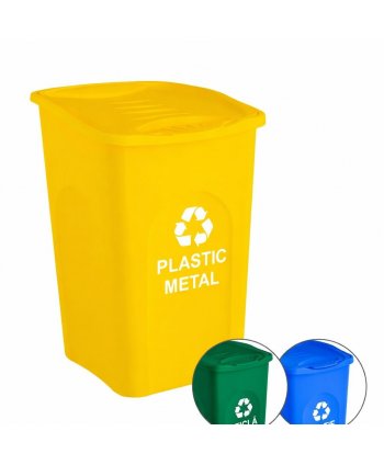 Cos de gunoi pt colectare selectiva deseuri plastic 🇮🇹 50 litri, capac cu balamale