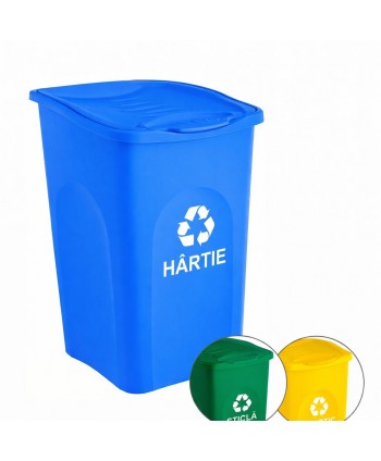 Cos de gunoi pt colectare selectiva deseuri hartie 🇮🇹 50 litri, capac cu balamale