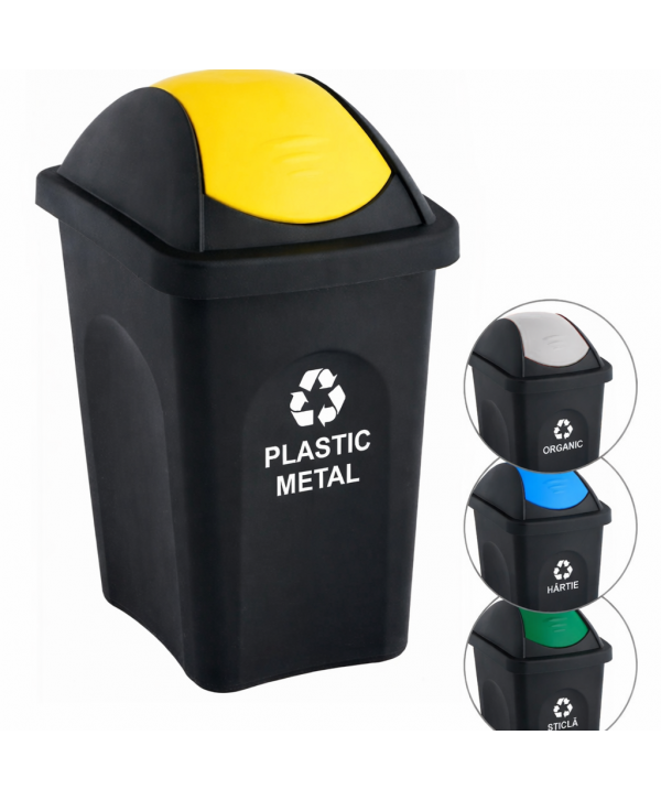 Cos de gunoi pt colectare selectiva deseuri din plastic 🇮🇹 60 litri, capac batant