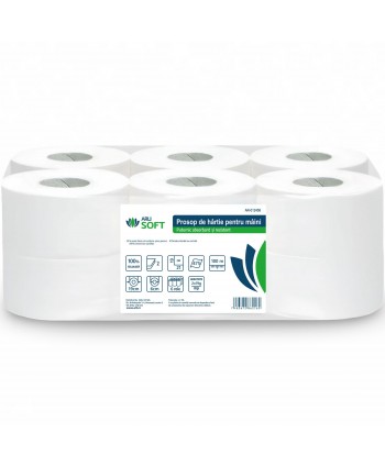 Prosoape de hartie tip rola, 2 straturi, 100% celuloza, albe, 100 metri, 475 portii, ArliSoft®, pachet 6 role