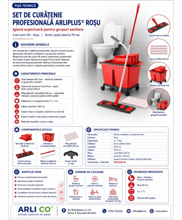 Set Curățenie Profesională 🇪🇸 ArliPlus® Roșu – Igienă Superioară pentru Grupuri Sanitare Set Curățenie Profesională 🇪🇸 ArliPlus® Roșu – Igienă Superioară pentru Grupuri Sanitare