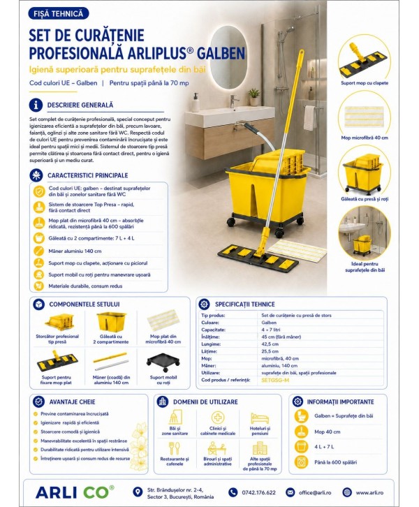 Set Curățenie Profesională 🇪🇸 ArliPlus® Galben – Curățare Eficientă a Suprafețelor din Băi Set Curățenie Profesională 🇪🇸 ArliPlus® Galben – Curățare Eficientă a Suprafețelor din Băi