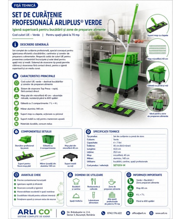 Set Curățenie Profesională 🇪🇸 ArliPlus® Verde – Soluția Ideală pentru Bucătării și Siguranță Alimentară Set Curățenie Profesională 🇪🇸 ArliPlus® Verde – Soluția Ideală pentru Bucătării și Siguranță Alimentară