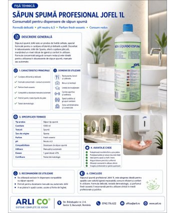 Săpun Spumă Profesional 💎 Jofel 1L pentru Dispensere – Eficiență, Delicatețe și Igienă Superioară