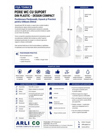 Perie WC cu Suport din Plastic – Design Compact, Poziționare Pardoseală, Ușoară și Practică pentru Utilizare Zilnică