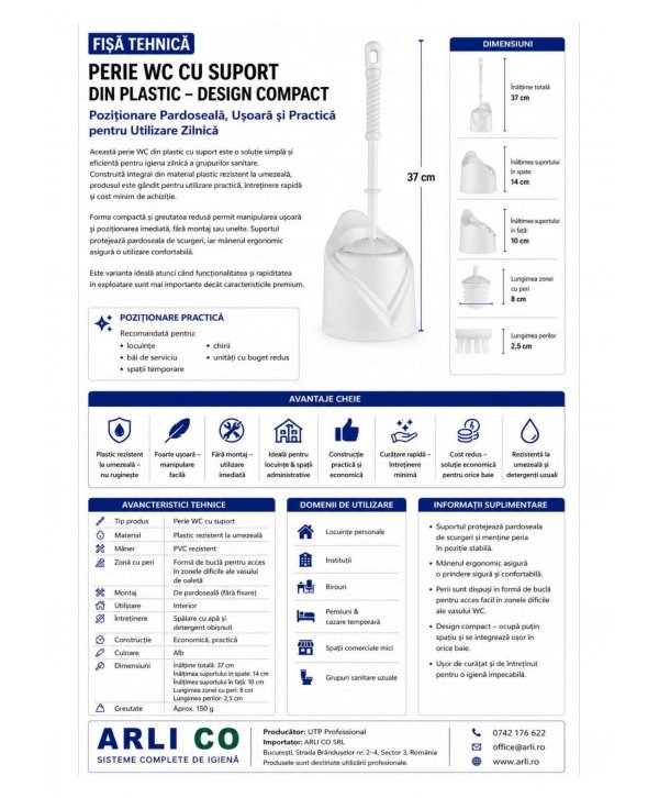 Perie WC cu Suport din Plastic – Design Compact, Poziționare Pardoseală, Ușoară și Practică pentru Utilizare Zilnică Perie WC cu Suport din Plastic – Design Compact, Poziționare Pardoseală, Ușoară și Practică pentru Utilizare Zilnică