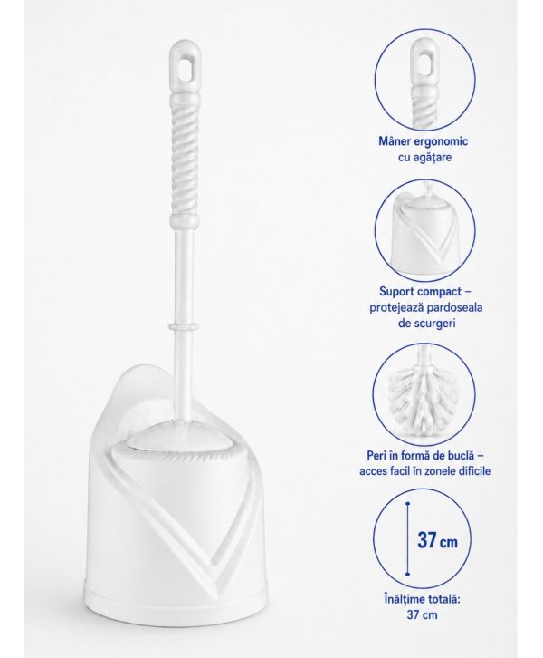 Perie WC cu Suport din Plastic – Design Compact, Poziționare Pardoseală, Ușoară și Practică pentru Utilizare Zilnică Perie WC cu Suport din Plastic – Design Compact, Poziționare Pardoseală, Ușoară și Practică pentru Utilizare Zilnică