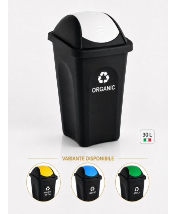  Pubele / tomberon gunoi - Coș de gunoi pt colectare selectiva deseuri organice, 30 litri, capac batant - arli.ro