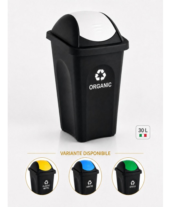 Coș de gunoi pt colectare selectiva deseuri organice, 30 litri, capac batant