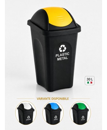  Pubele / tomberon gunoi - Coș de gunoi pt colectare selectiva deseuri din plastic, 30 litri, capac batant - arli.ro
