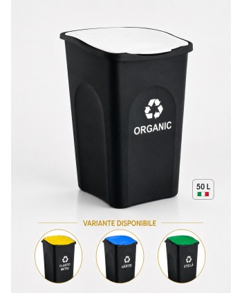  Pubele / tomberon gunoi - Cos de gunoi colectare selectiva deseuri organice EcoGreen 50 litri, cu capac - arli.ro