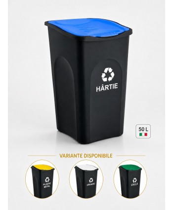  Pubele / tomberon gunoi - Cos de gunoi colectare selectiva deseuri din hartie EcoGreen 50 litri, cu capac - arli.ro