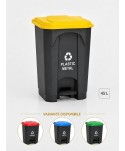 Pubela de gunoi cu pedala pt colectare selectiva deseuri din plastic, 45 litri