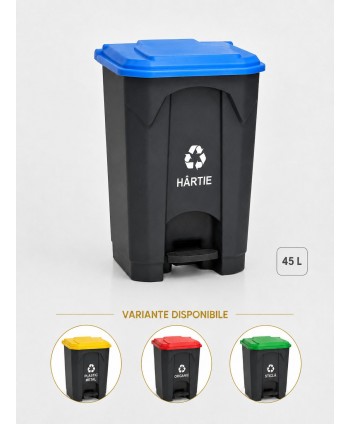  Pubele / tomberon gunoi - Pubela de gunoi cu pedala pt colectare selectiva deseuri din hartie, 45 litri - arli.ro