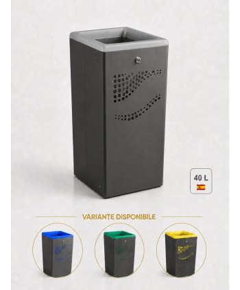  Pubele / tomberon gunoi - Cos gunoi pentru interior / exterior antivandal, rezistent la intemperii, 10 ani garantie, inchidere cu cheie, gri, Jofel - arli.ro