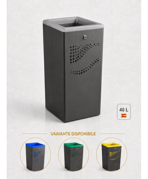 Pubele / tomberon gunoi - - Cos gunoi pentru interior / exterior antivandal, rezistent la intemperii, 10 ani garantie, inchidere cu cheie, gri, Jofel - arli.ro