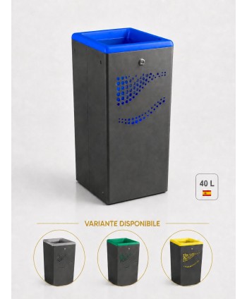  Pubele / tomberon gunoi - Cos gunoi pentru interior / exterior antivandal, rezistent la intemperii, 10 ani garantie, inchidere cu cheie, albastru, Jofel - arli.ro