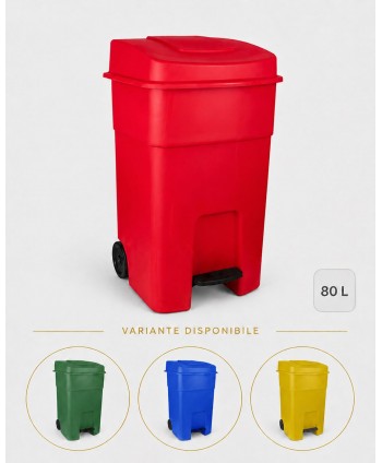  Pubele / tomberon gunoi - Pubela de gunoi cu pedala 80 litri pt colectare selectiva deseuri organice + 10 saci rosii ArliSoft 120 litri - arli.ro
