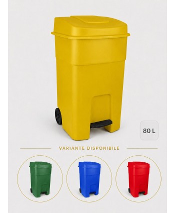Pubela de gunoi cu pedala 80 litri pt colectare selectiva deseuri din plastic + 10 saci galbeni ArliSoft 120 litri