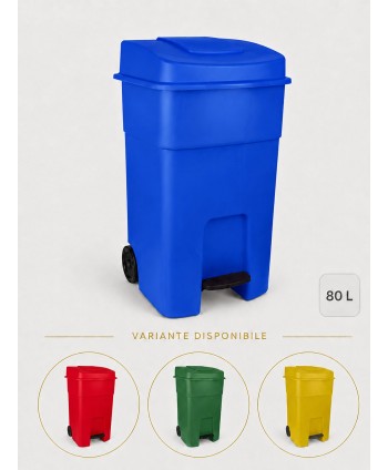  Pubele / tomberon gunoi - Pubela de gunoi cu pedala 80 litri pt colectare selectiva deseuri din hartie + 10 saci albastri ArliSoft 120 litri - arli.ro