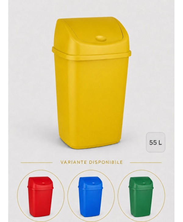Cos de gunoi pt colectare selectiva deseuri din plastic, 55 litri, capac batant