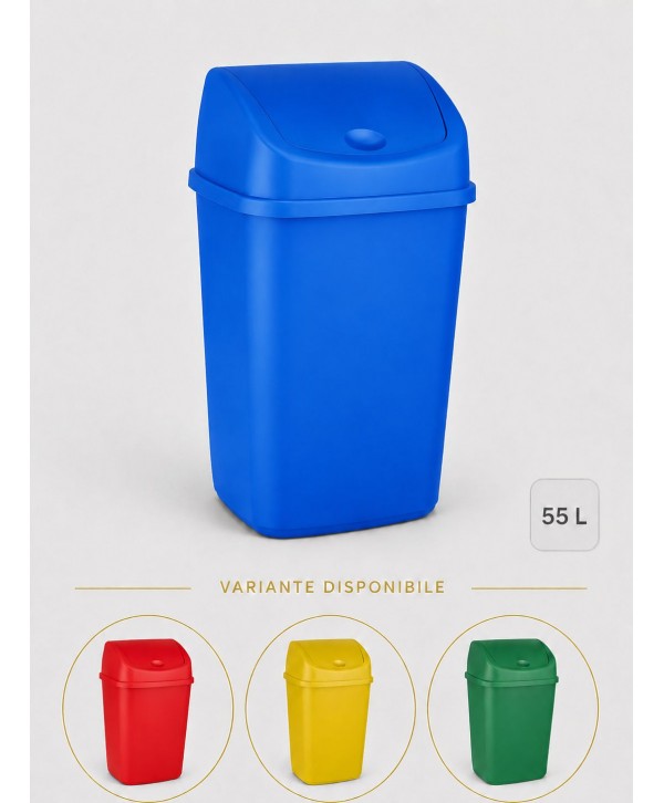Cos de gunoi pt colectare selectiva deseuri din hartie, 55 litri, capac batant Cos de gunoi pt colectare selectiva deseuri din hartie, 55 litri, capac batant