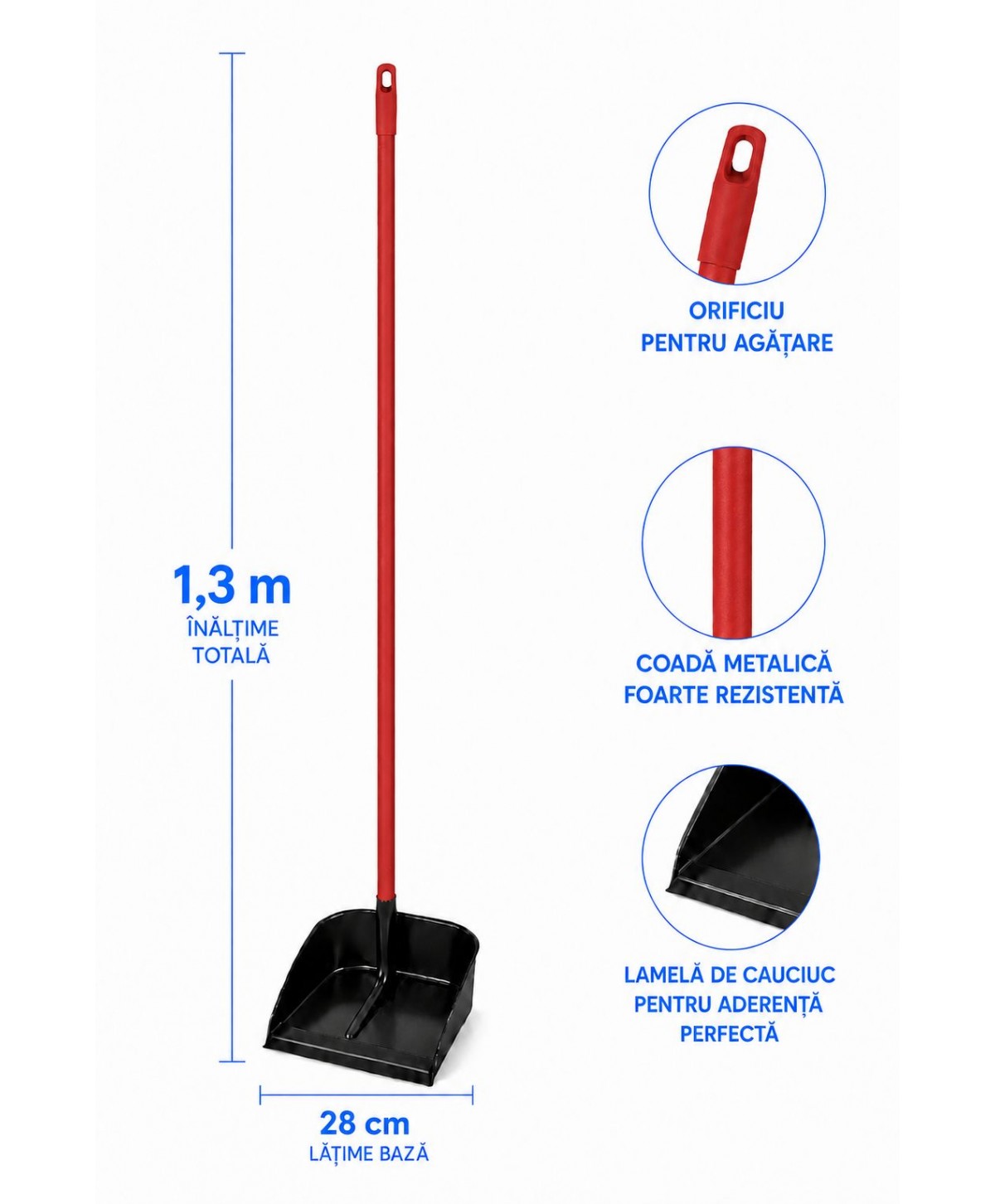Făraș cu coadă metalică roșie – Recomandat pentru toalete și grupuri sanitare