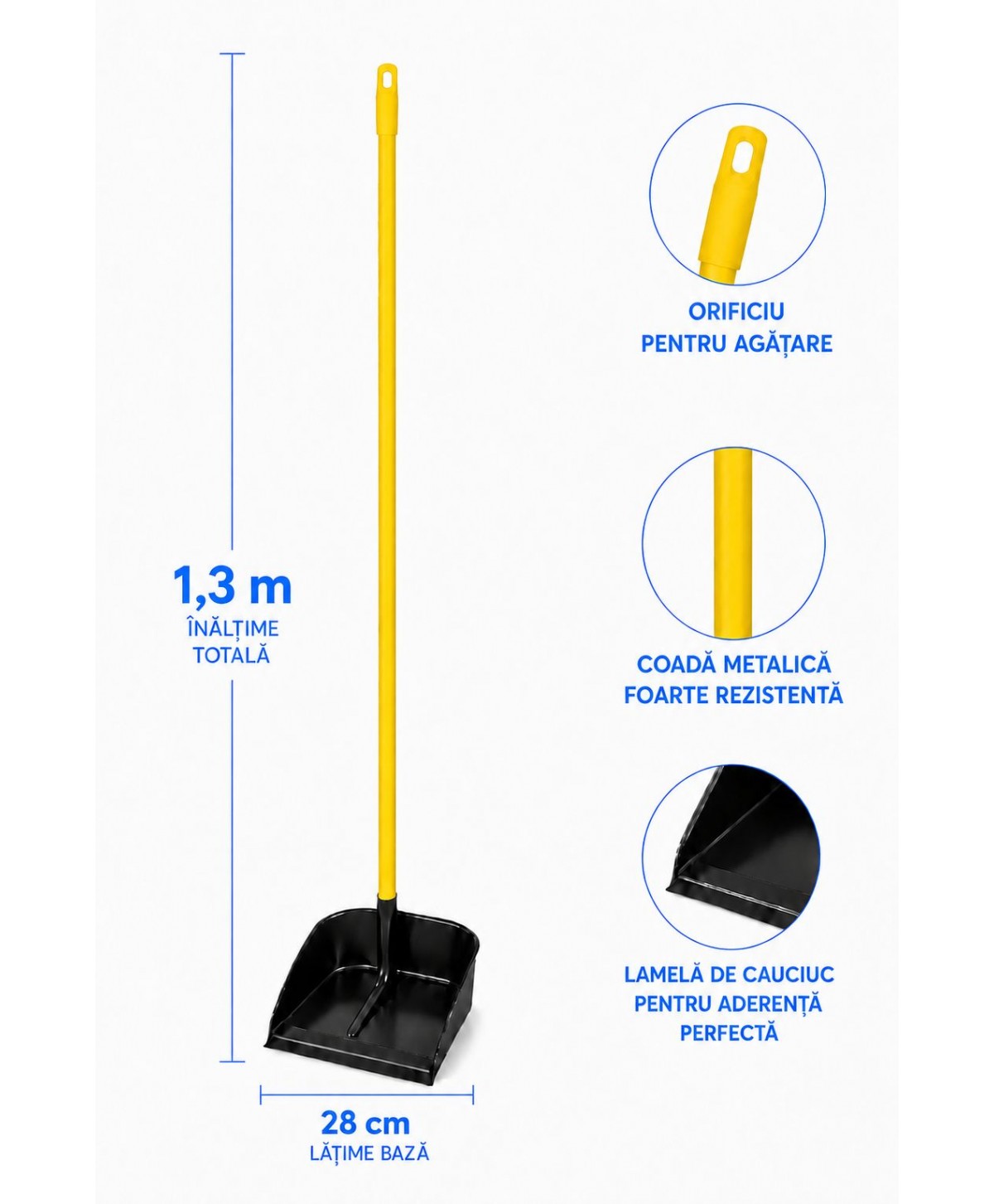 Făraș cu coadă metalică galbenă – Recomandat pentru băi și zone sanitare auxiliare