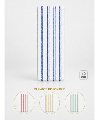 Produse de curatenie profesionale - Mop profesional plat din microfibră 40 cm cu dungi albastre, urechi și buzunare, pentru birouri - arli.ro