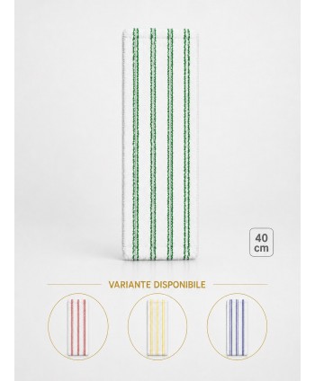  Produse de curatenie profesionale - Mop profesional plat din microfibră 40 cm cu dungi verzi, urechi și buzunare, pentru spatii alimentare - arli.ro