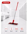 Set mop profesional roșu 40 cm, cu suport și mâner aluminiu 140 cm, pentru toalete