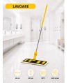 Set mop profesional galben 40 cm, cu suport și mâner aluminiu 140 cm, pentru lavoare