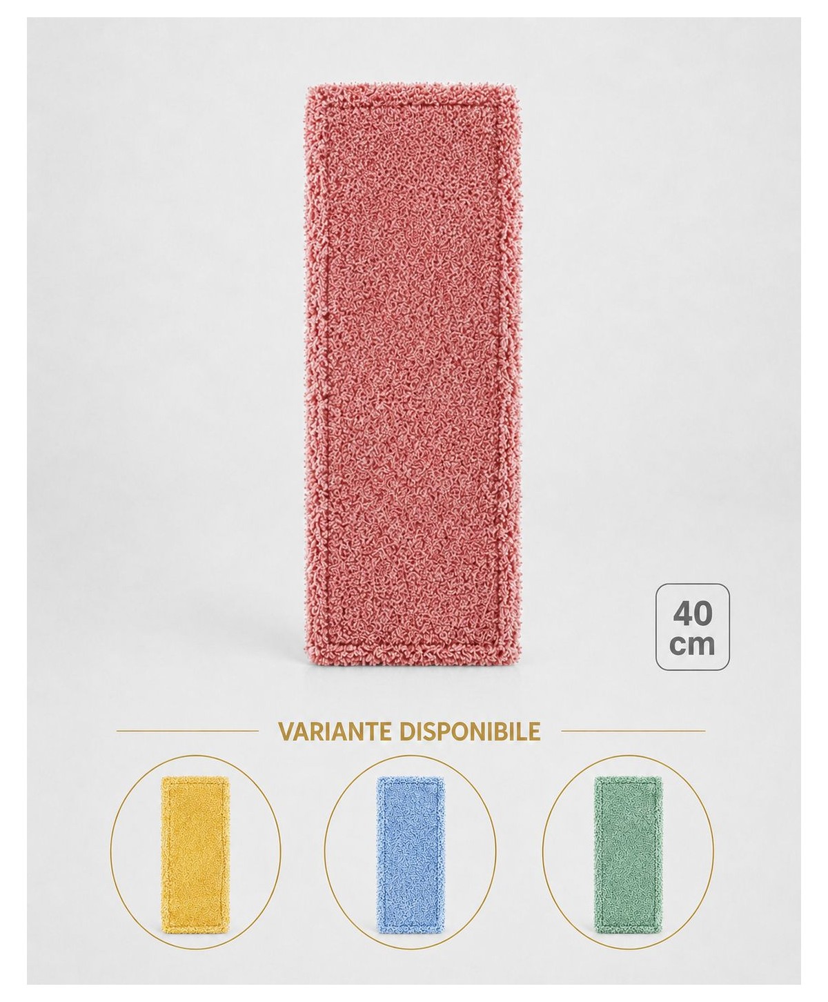 Mop profesional plat roșu 40 cm din microfibră, cu urechi și buzunare, pentru toalete