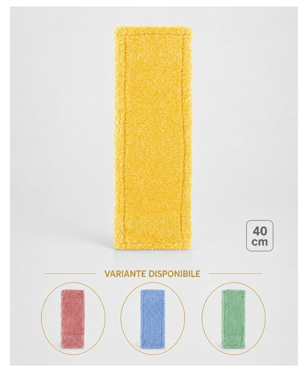Mop profesional plat galben 40 cm din microfibră, cu urechi și buzunare, pentru lavoare
