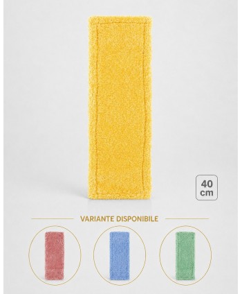 Mop profesional plat galben 40 cm din microfibră, cu urechi și buzunare, pentru lavoare