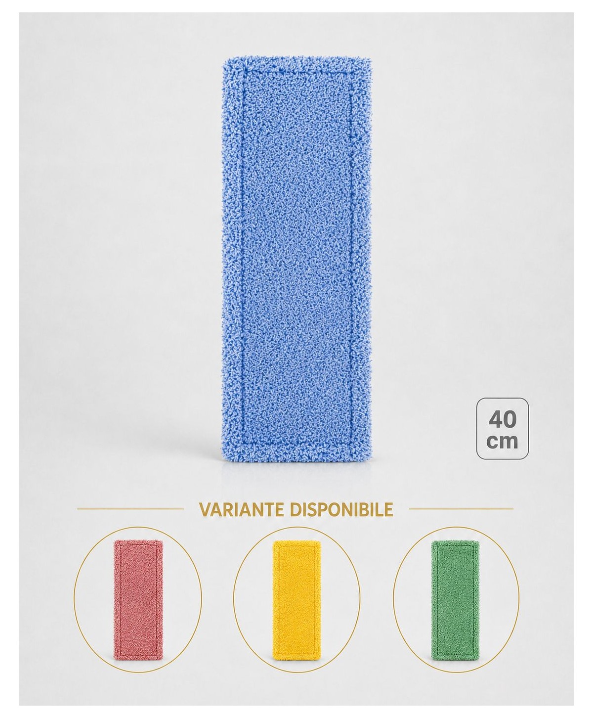 Mop profesional plat albastru 40 cm din microfibră, cu urechi și buzunare, pentru birouri