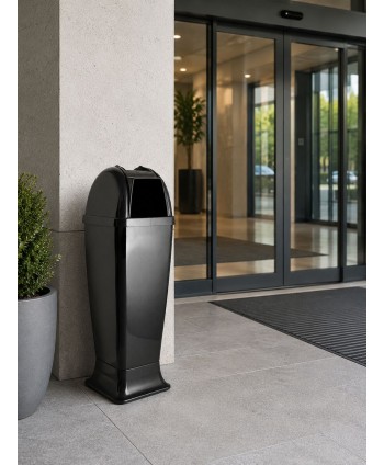 Coș de Gunoi cu Scrumieră Integrată 50L – Design Urban Anthracite, Sustenabil & Rezistent pentru Exterior