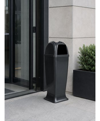 Coș de Gunoi cu Scrumieră Integrată 50L – Design Urban Anthracite, Sustenabil & Rezistent pentru Exterior