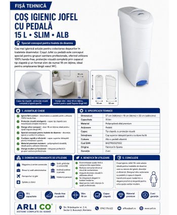 Coș de Gunoi Igienic Jofel pentru Toaleta Doamnelor 🚺 Protecție, Discreție și Curățenie Impecabilă