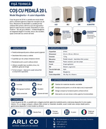 Coș de Gunoi 20L cu Pedală și Capac 🇮🇹 Blue Navy – Design Compact și Igienă Fără Compromisuri