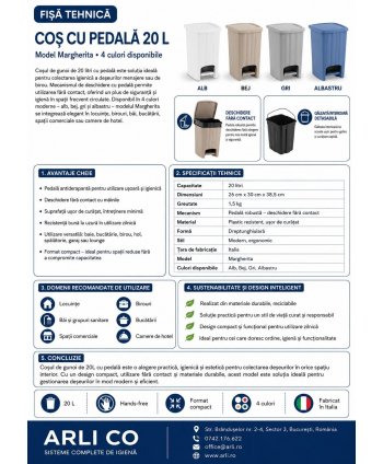 Coș de Gunoi 20L cu Pedală și Capac 🇮🇹 Blue Navy – Design Compact și Igienă Fără Compromisuri