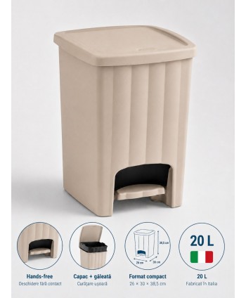  Pubele / tomberon gunoi - Coș de Gunoi 20L cu Pedală și Capac 🇮🇹 Cappuccino – Design Elegant și Igienă Fără Compromisuri - arli.ro